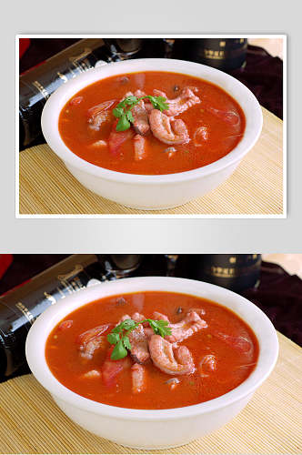河鲜番茄江团汤美食摄影图片