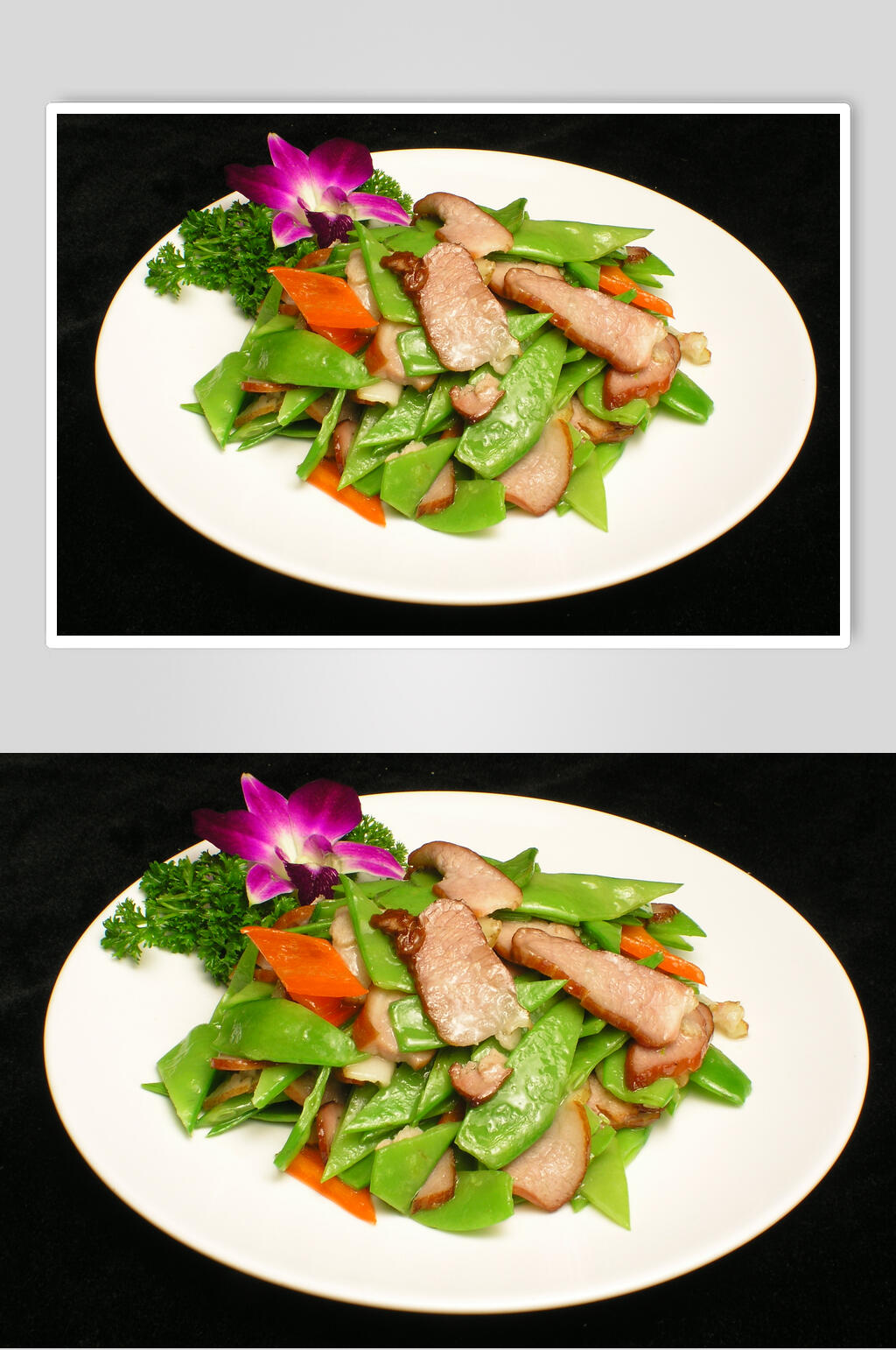 荷兰豆炒腊肉高清图片素材