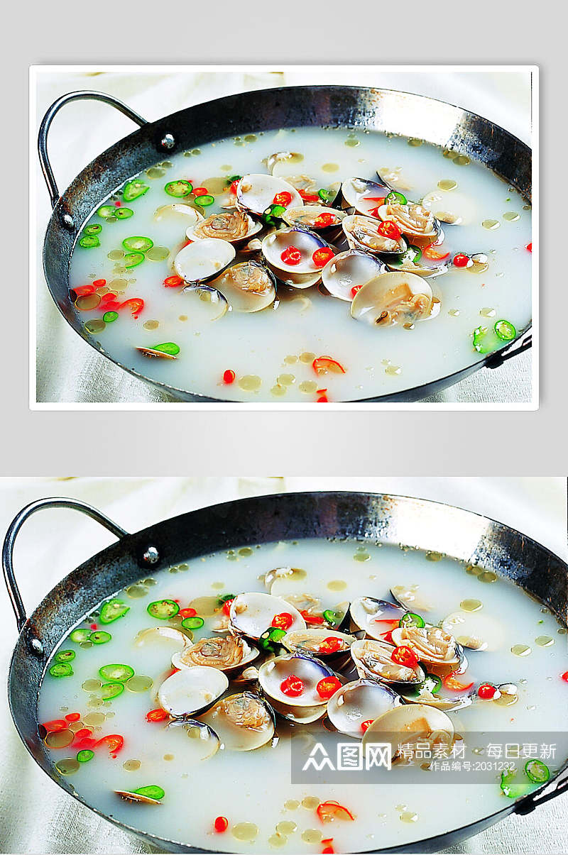 锅仔三菌煮文蛤食物图片素材