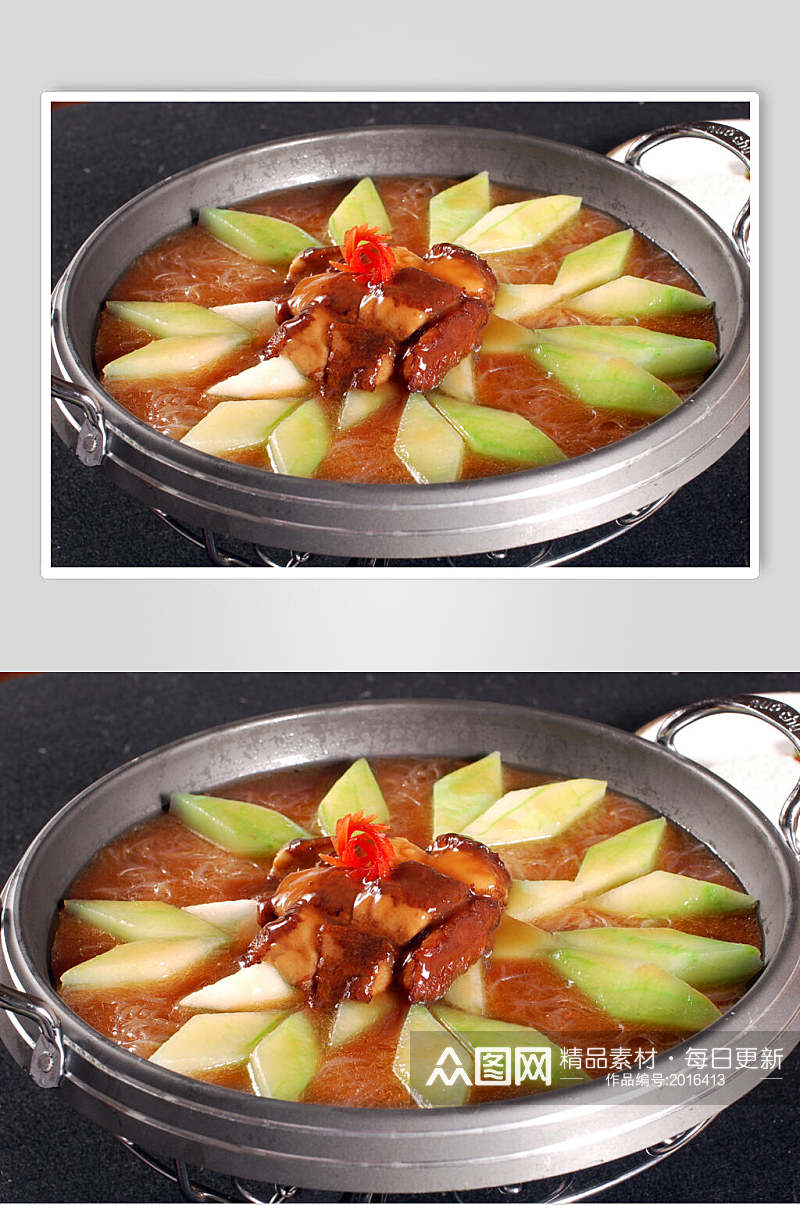 红烧肉煨瓜方美食图片素材