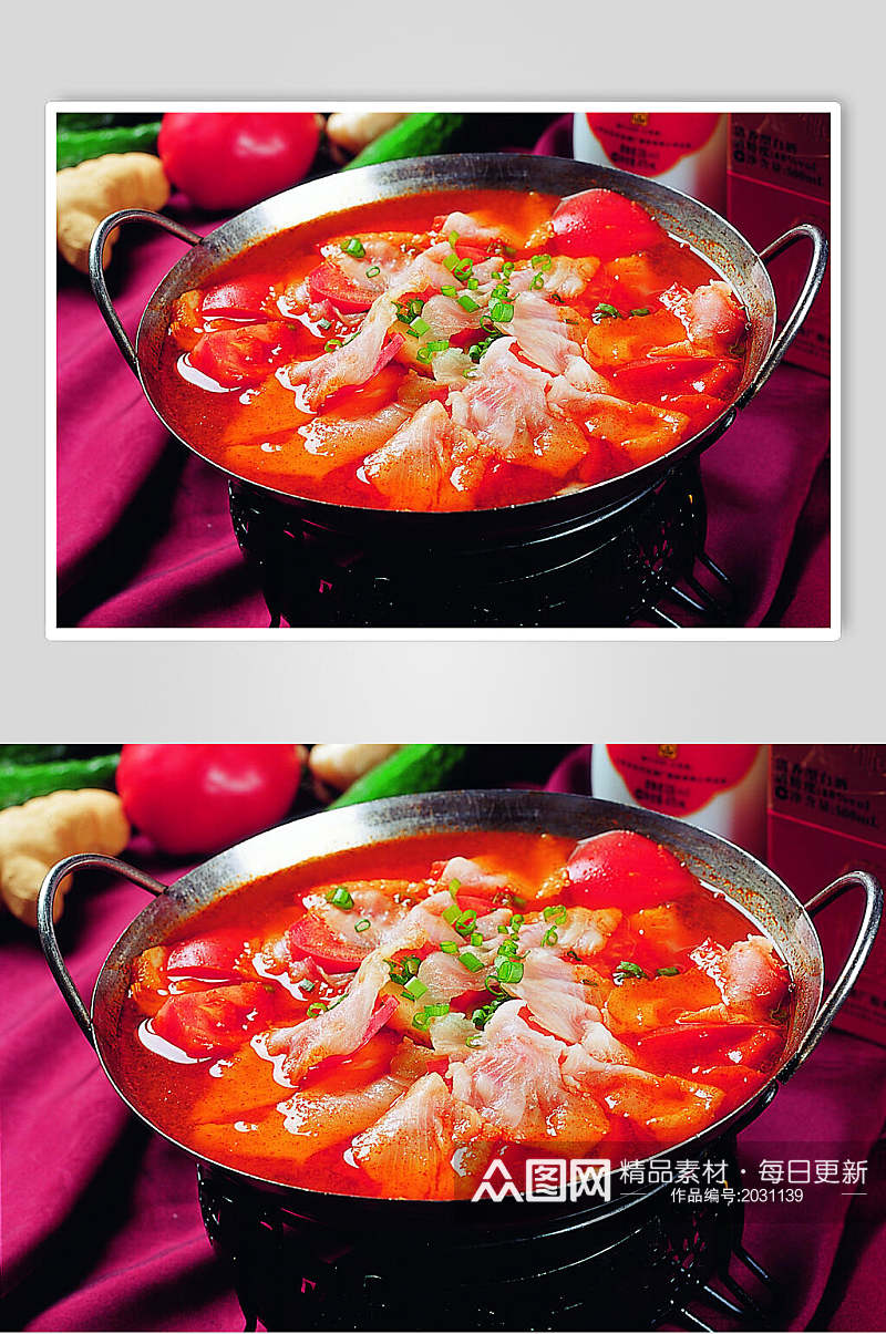 西红柿炖财鱼锅仔食物图片素材