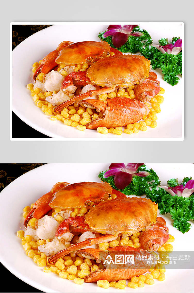 热菜金沙玉米蟹美食摄影图片素材