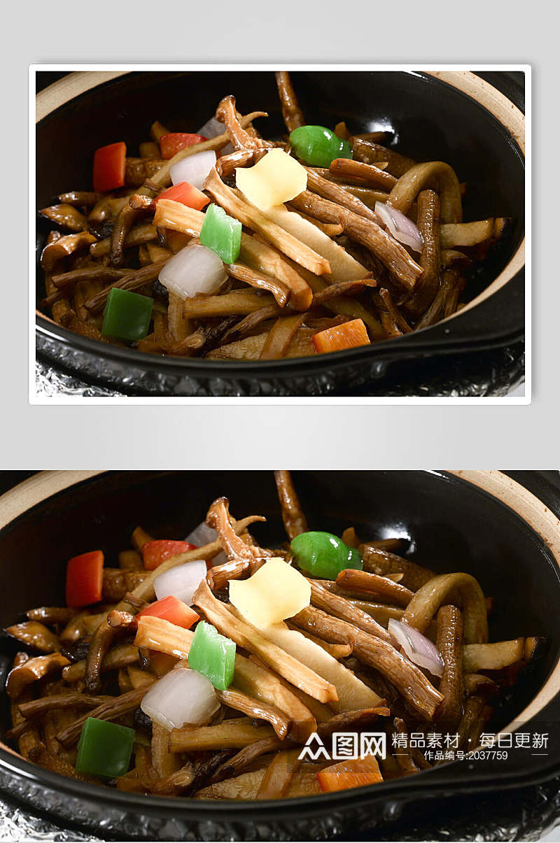 干烧什菌煲食物摄影图片素材