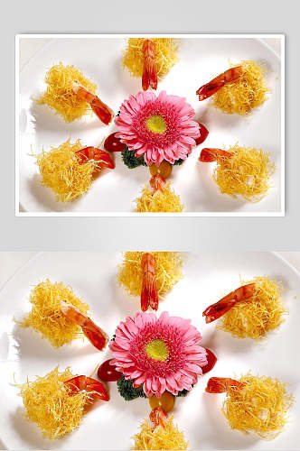 金丝沙律虾食物摄影图片