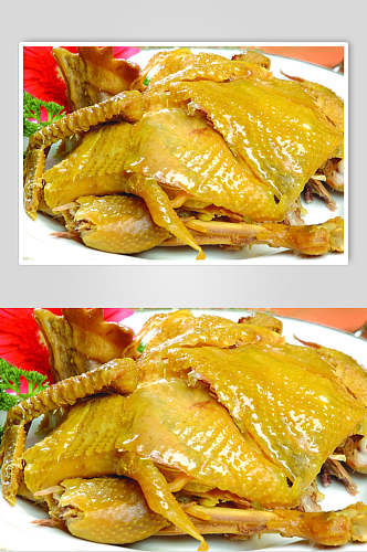 广式手撕盐焗鸡美食食物图片