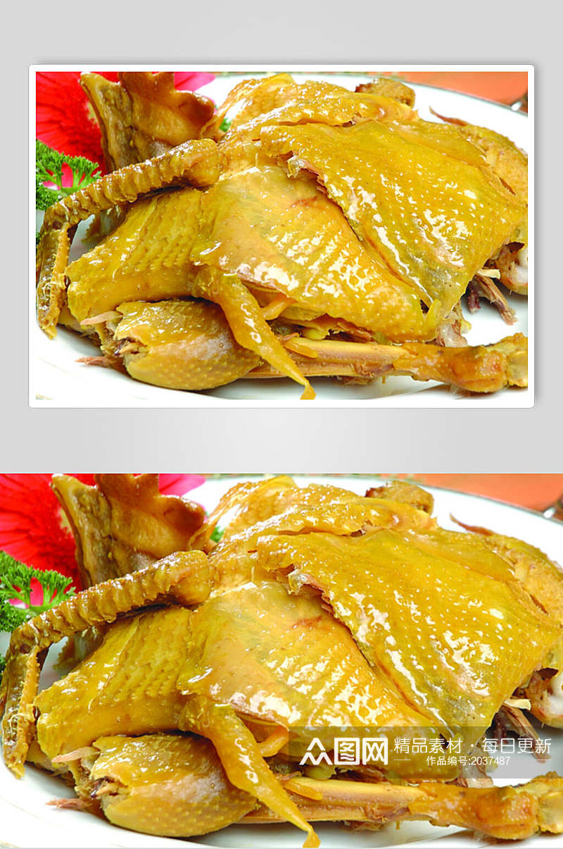 广式手撕盐焗鸡美食食物图片素材