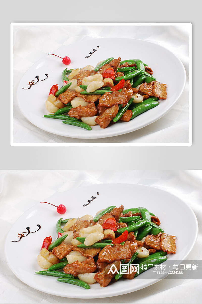鲜马蹄蜜豆过油肉美食摄影图片素材