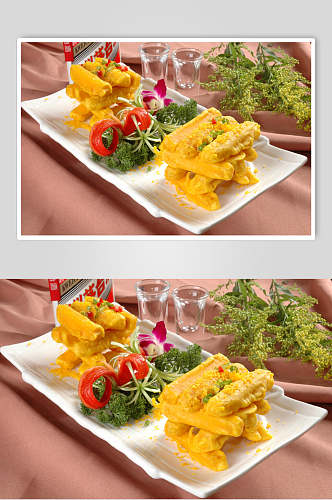 美味咸蛋黄南瓜条美食食品图片