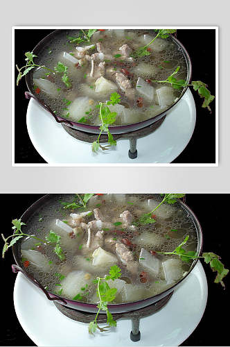 干锅排骨萝卜食品摄影图片