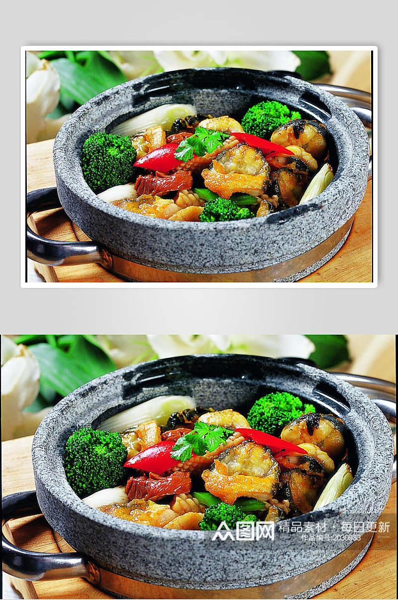 石锅鸡胗烧鳗鱼元例美食食品图片素材