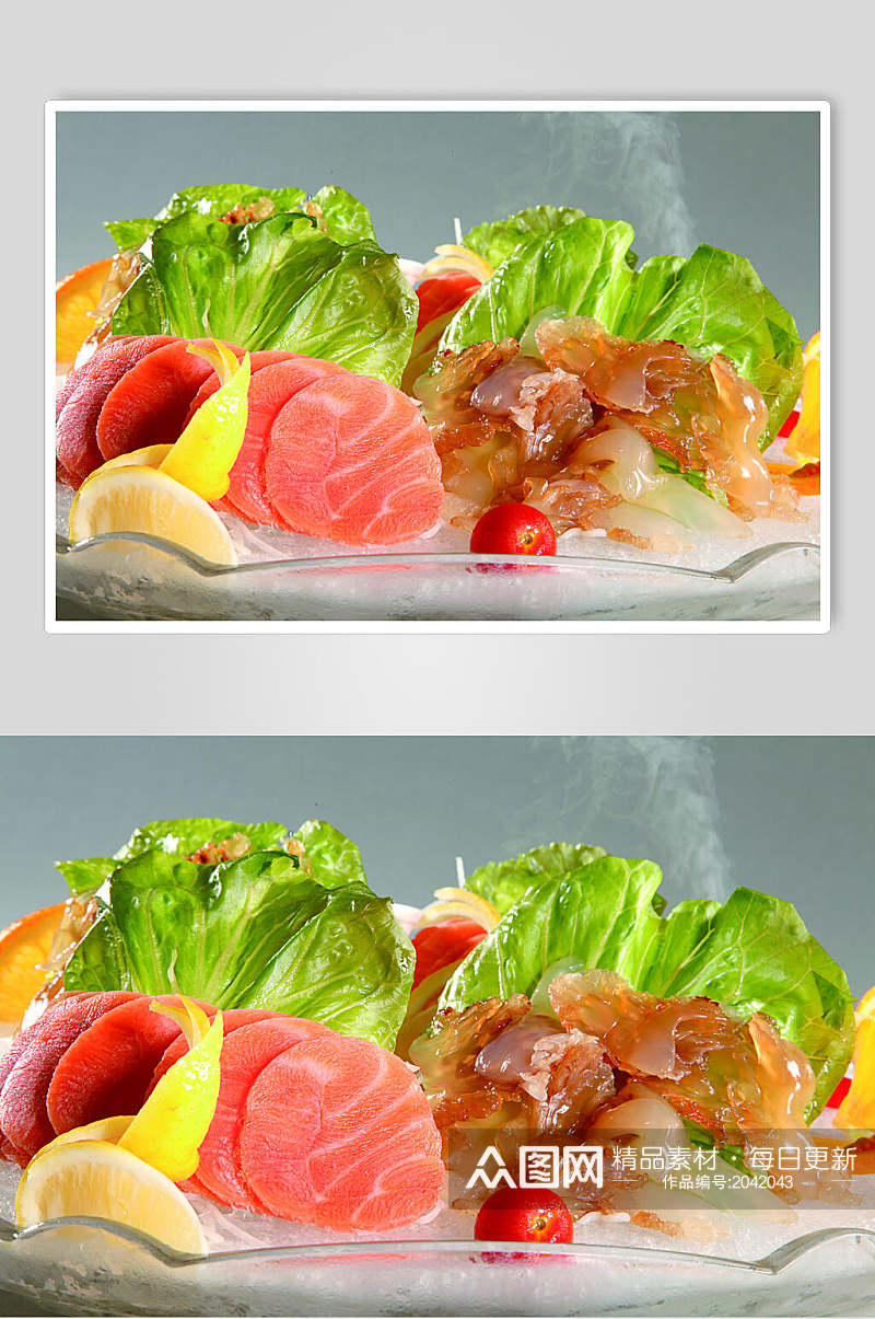 特色刺身双拼海鲜美食图片素材