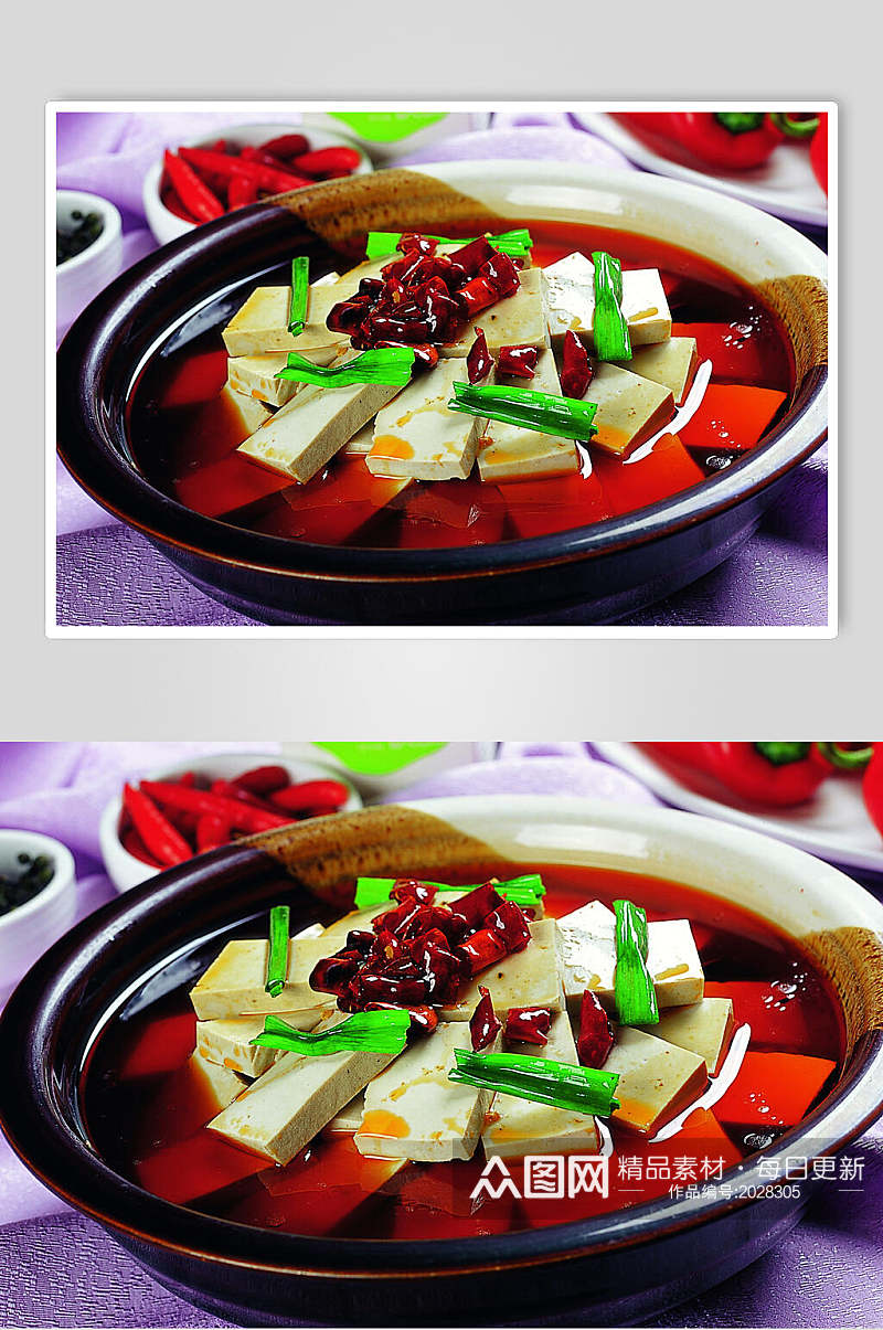 水煮麻辣豆腐三鲜摄影图片素材
