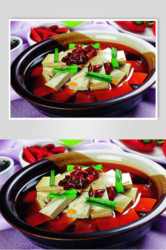 水煮麻辣豆腐三鲜摄影图片