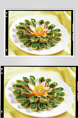 腐皮菠菜卷餐饮美食图片