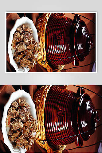 菊花菇煲龙骨食物摄影图片