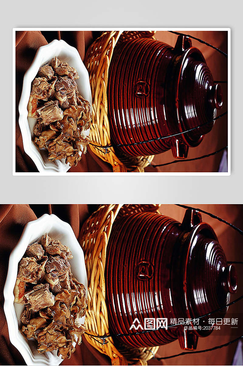 菊花菇煲龙骨食物摄影图片素材