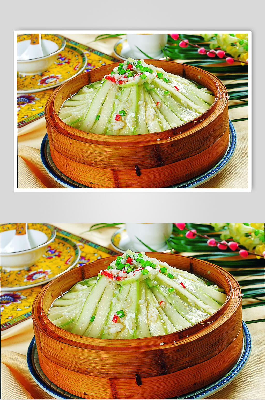 笼仔蒸葫芦瓜食品高清图片素材