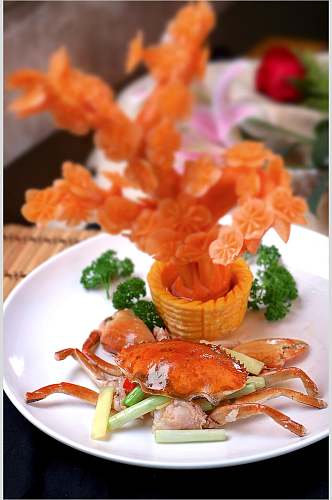 姜葱肉蟹餐饮食品图片