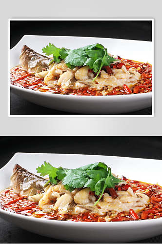 川特菜沸腾桂花鱼食品摄影图片