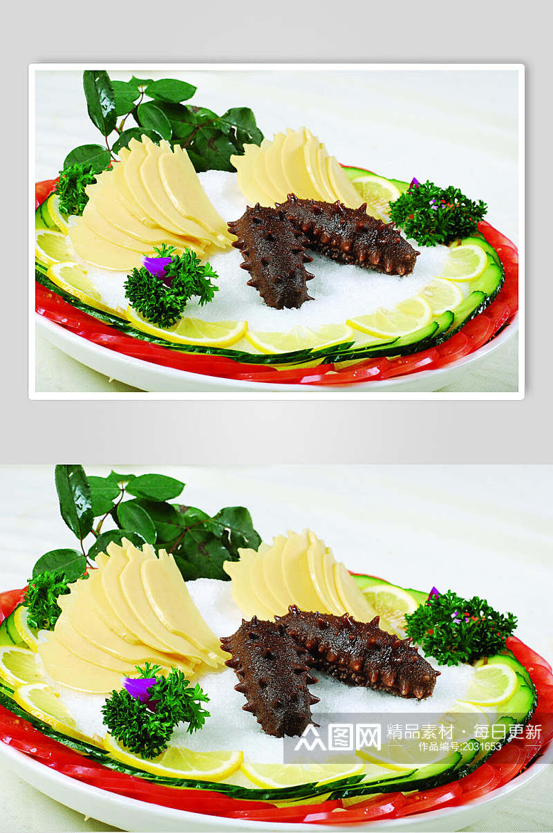 海鲜辽参拼素鲍鱼食物图片素材