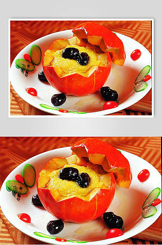 黄米南瓜盅食物高清图片