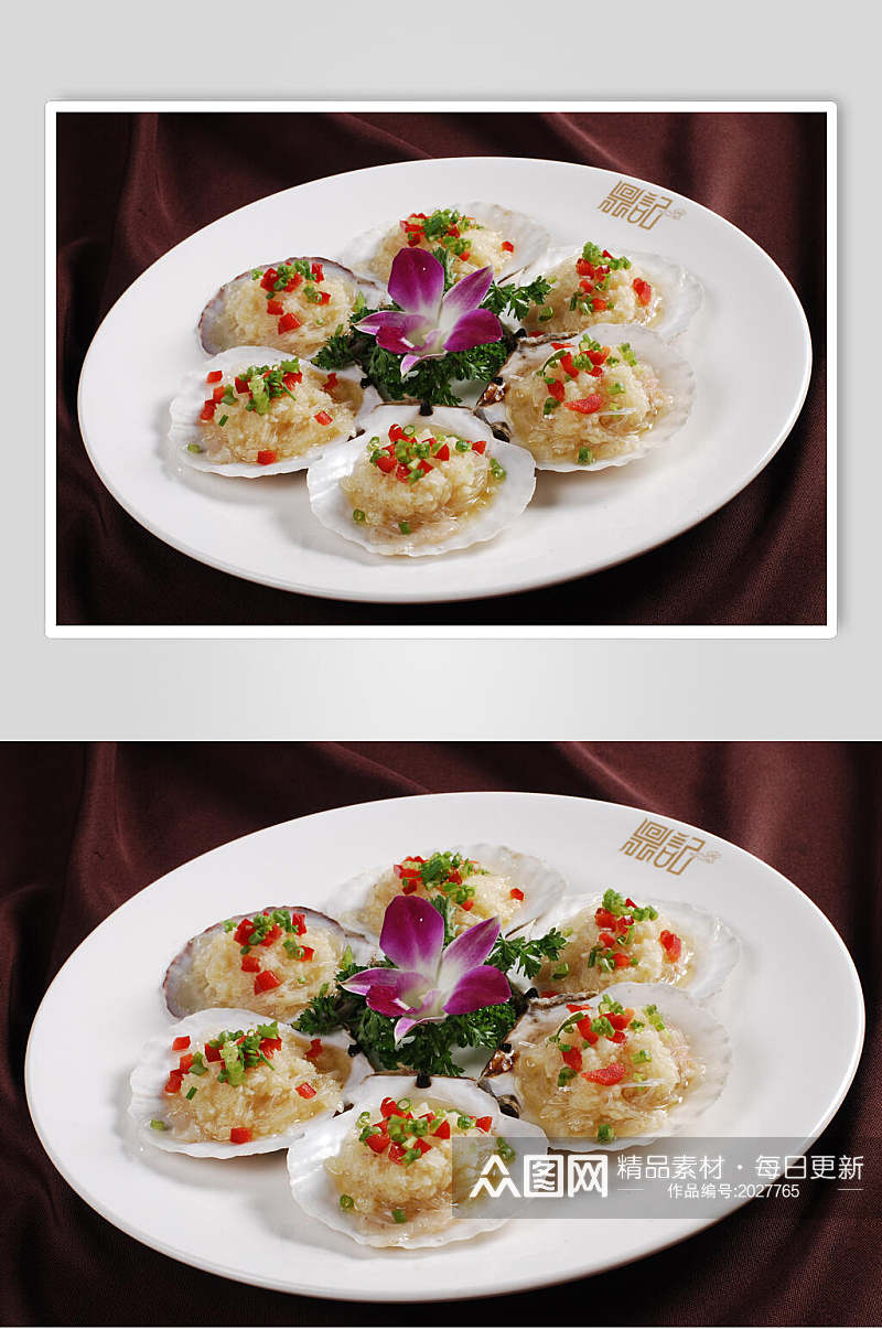 招牌美味蒜茸粉丝蒸扇贝位食物图片素材