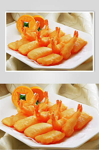 天妇罗凤尾虾美食摄影图片