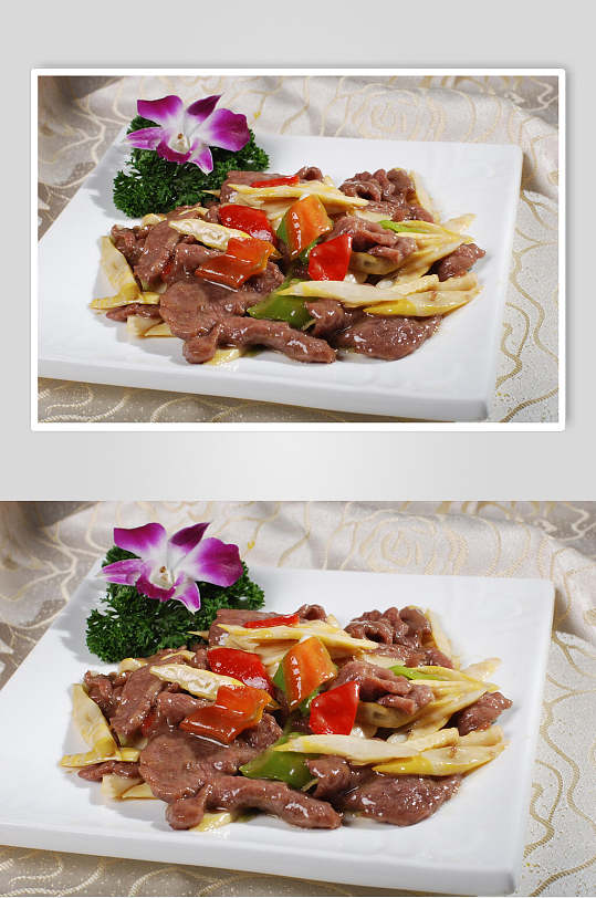 鲜竹笋炒牛肉元例美食摄影图片