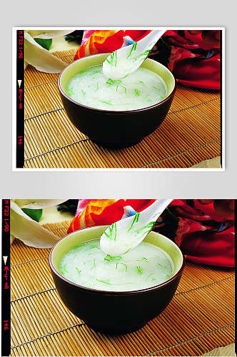 营养青菜粥食物摄影图片