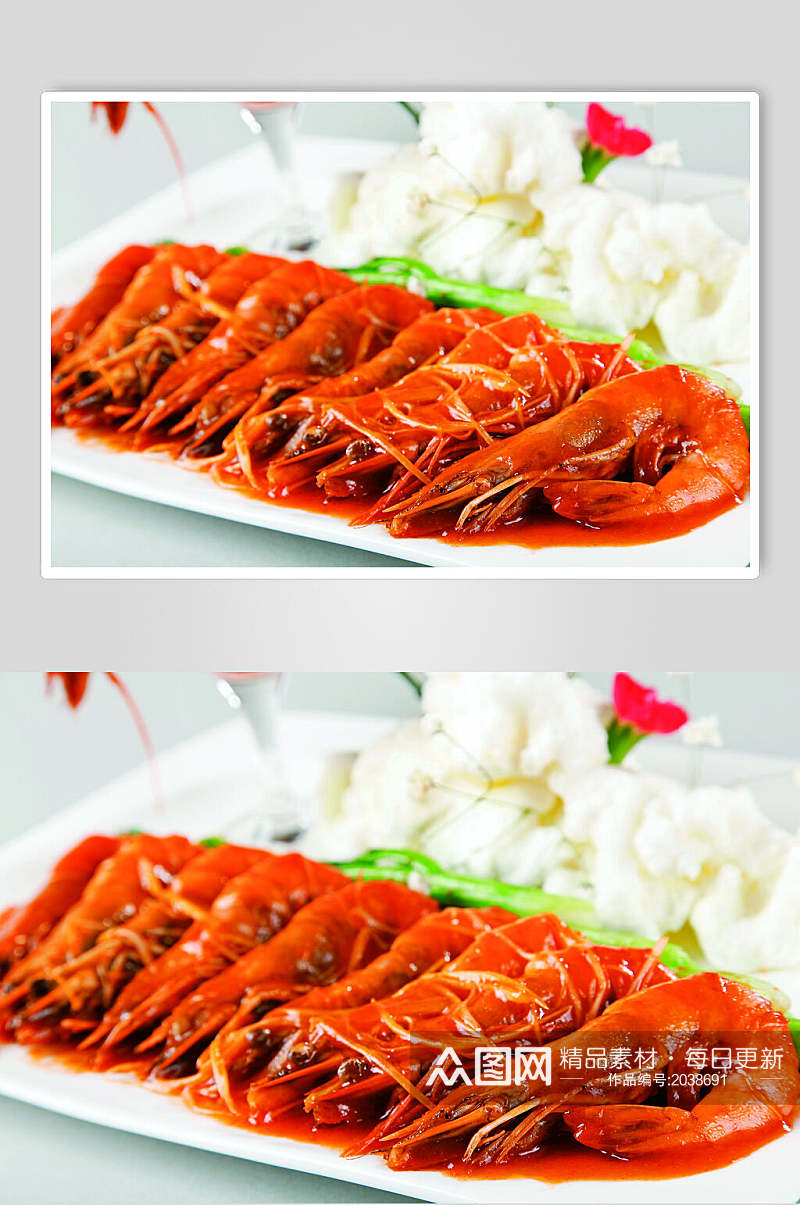雪山油焖大虾美食摄影图片素材