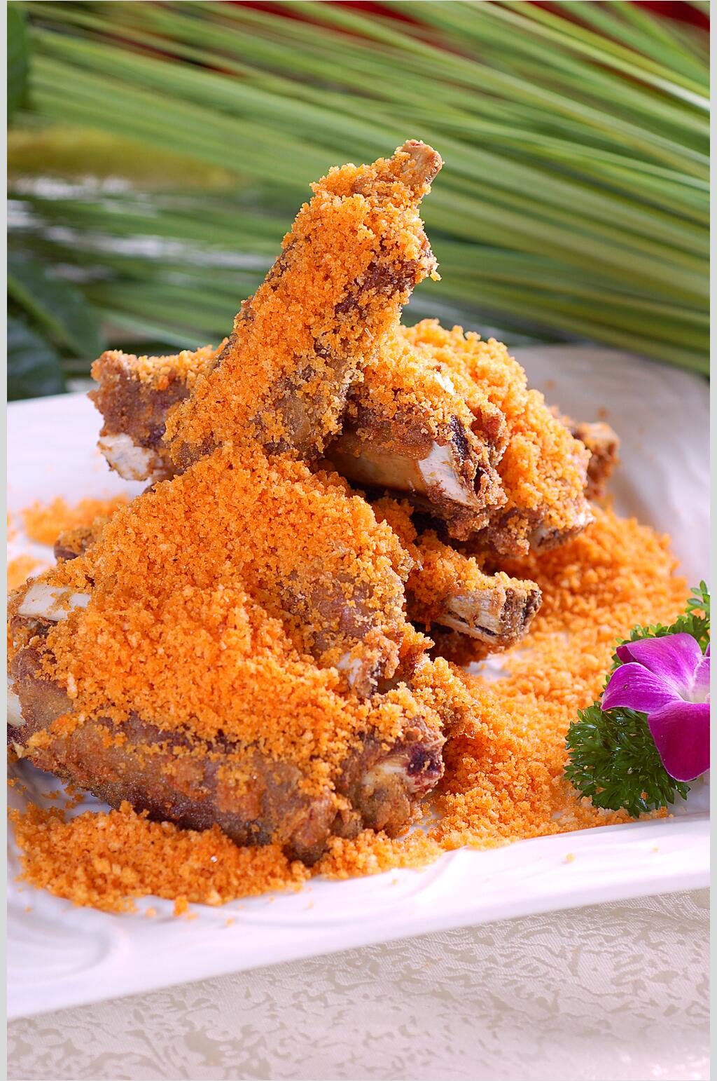 新鲜金牌蒜香骨餐饮食品图片素材
