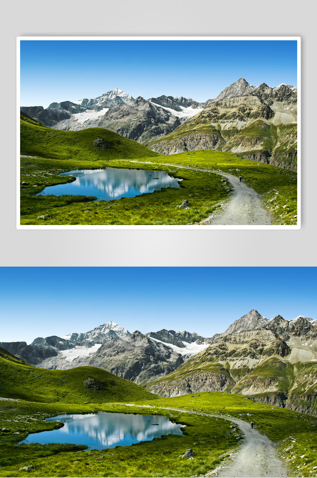 清新湖泊山峰山脉风景图片素材