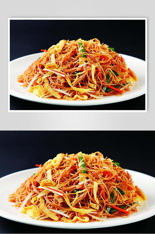 三丝炒米粉美食食品图片