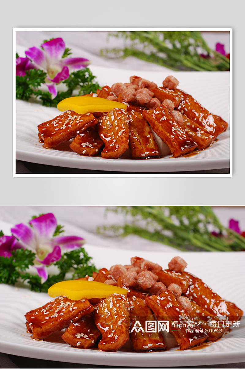 法国鹅肝杏鲍菇餐饮食品图片素材