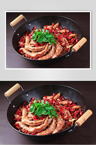 新鲜美味热菜干锅鸭掌美食摄影图片