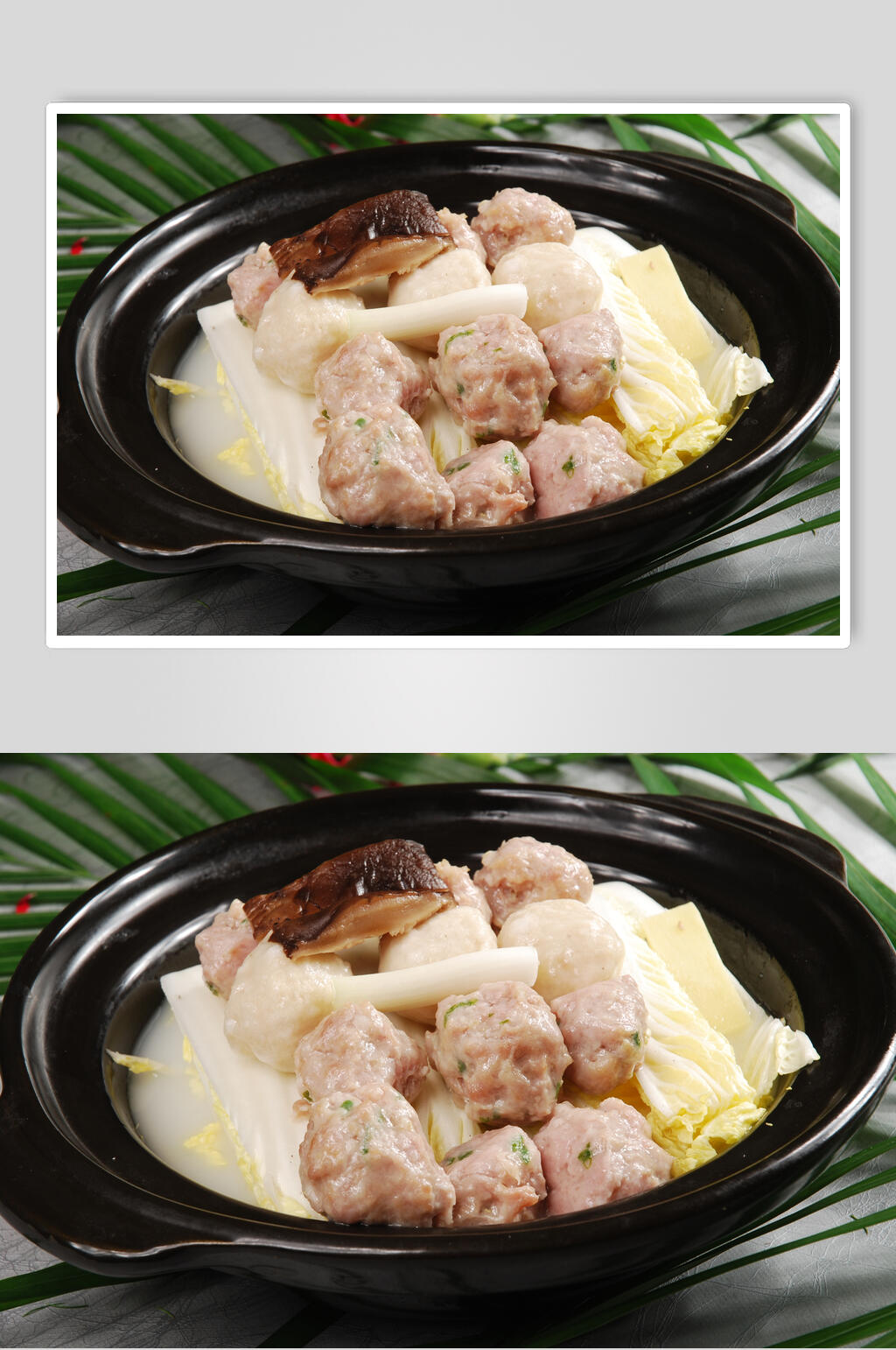 高汤双丸煮娃娃菜美食摄影图片素材
