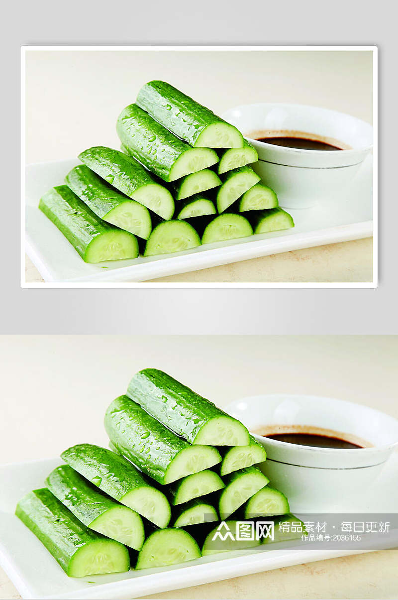 绿色有机蘸酱小黄瓜食品高清图片素材