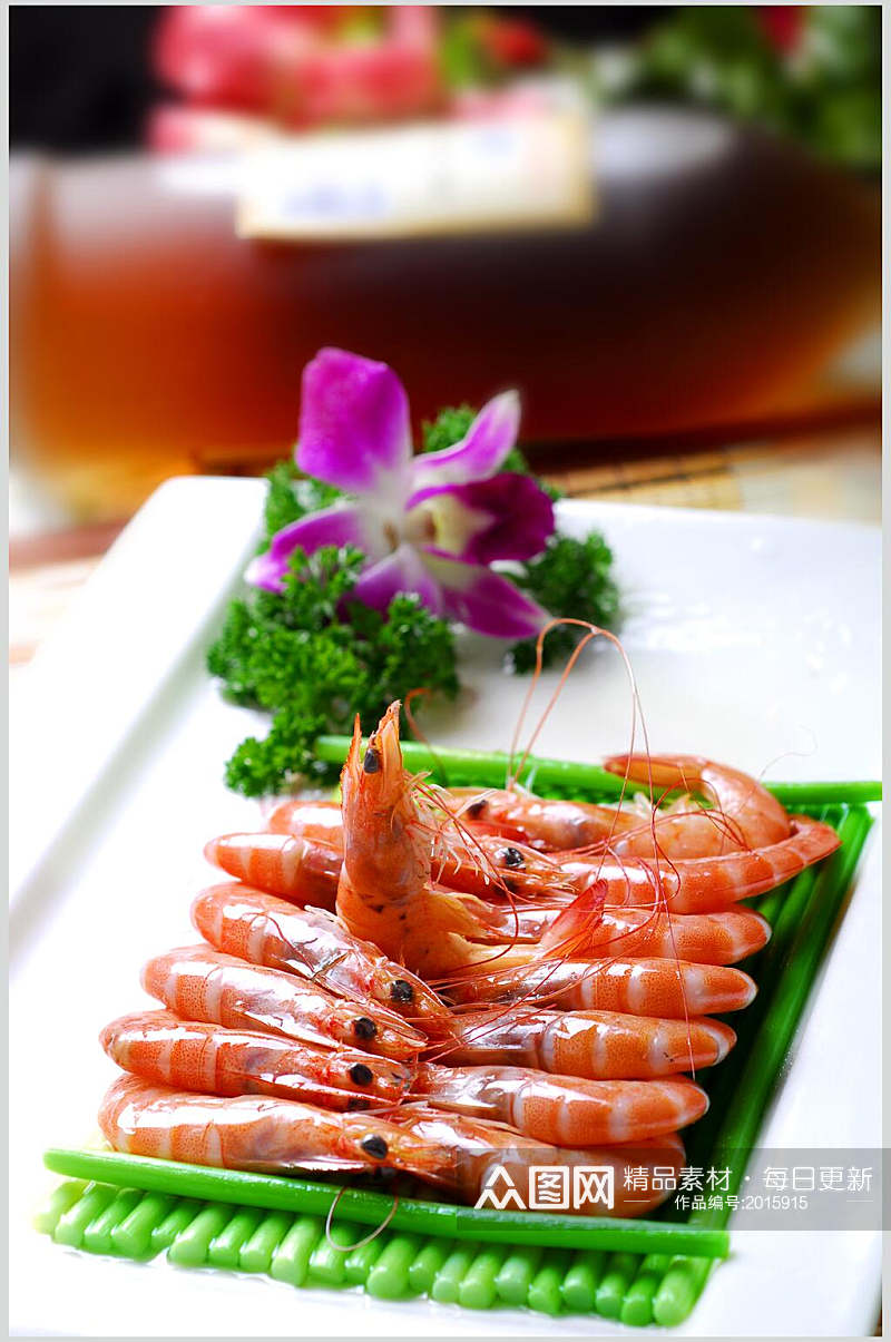 海鲜盐水基尾虾美食图片素材