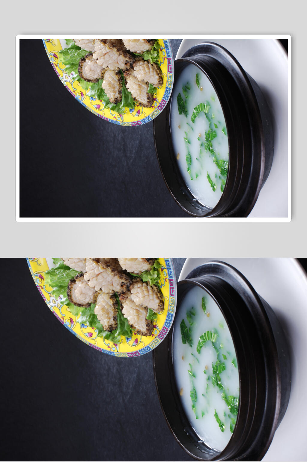 豆汤煮鲜鲍美食摄影图片素材