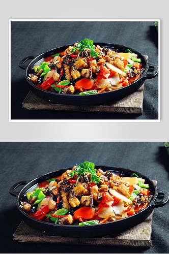 热菜干锅鸡美食摄影图片