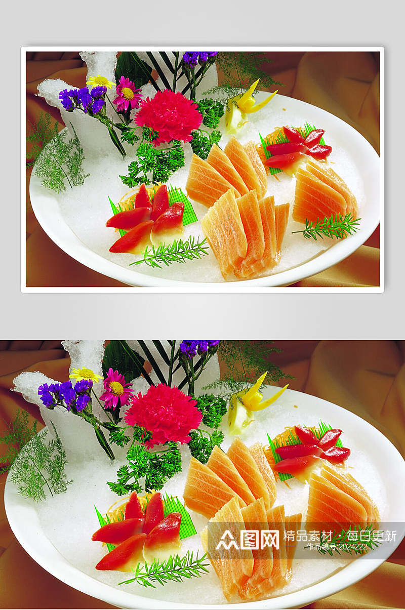 三文鱼拼北极贝刺身美食食品图片素材