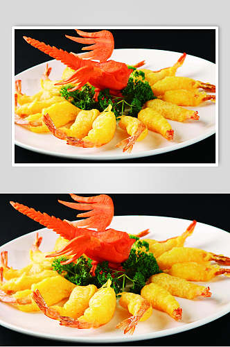 金沙脆皮虾食物摄影图片