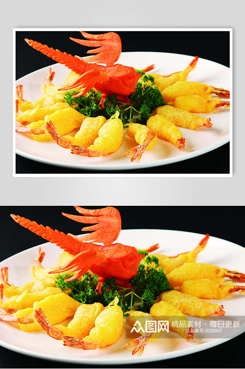 金沙脆皮虾食物摄影图片素材