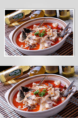 特色鲜椒生焖鱼美食摄影图片