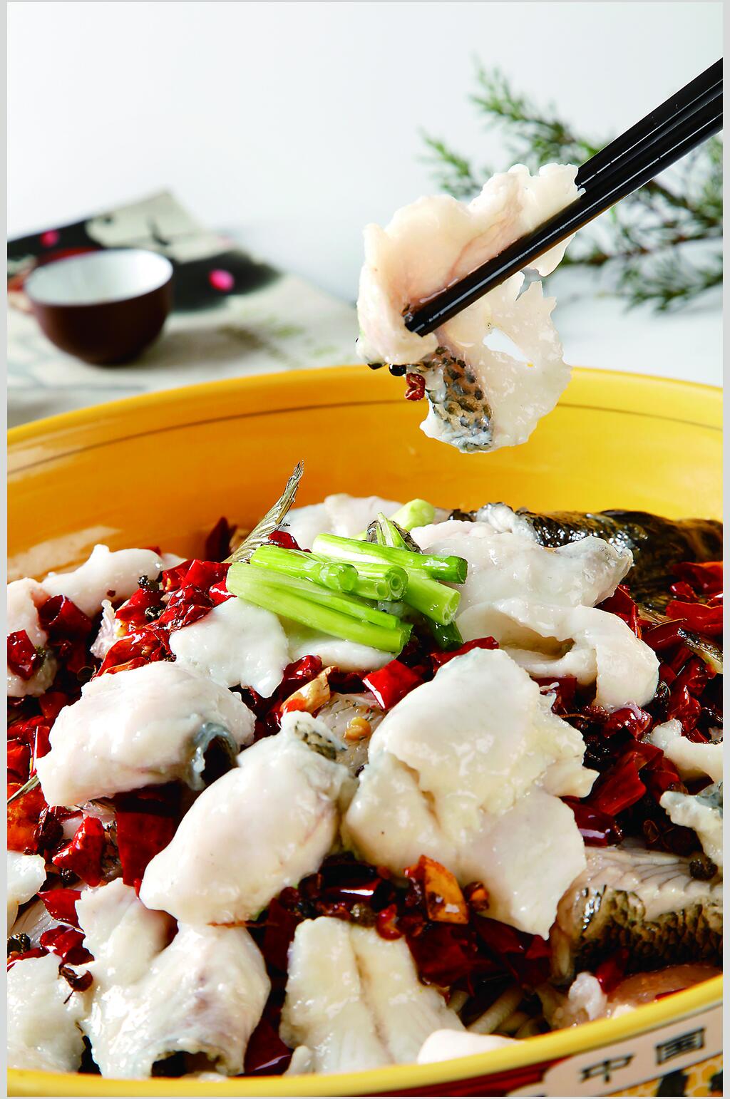 香辣沸腾鱼美食实拍图片素材