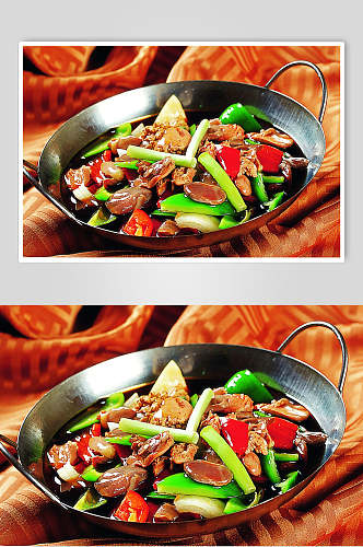 香辣美味干锅鸡杂食品高清图片