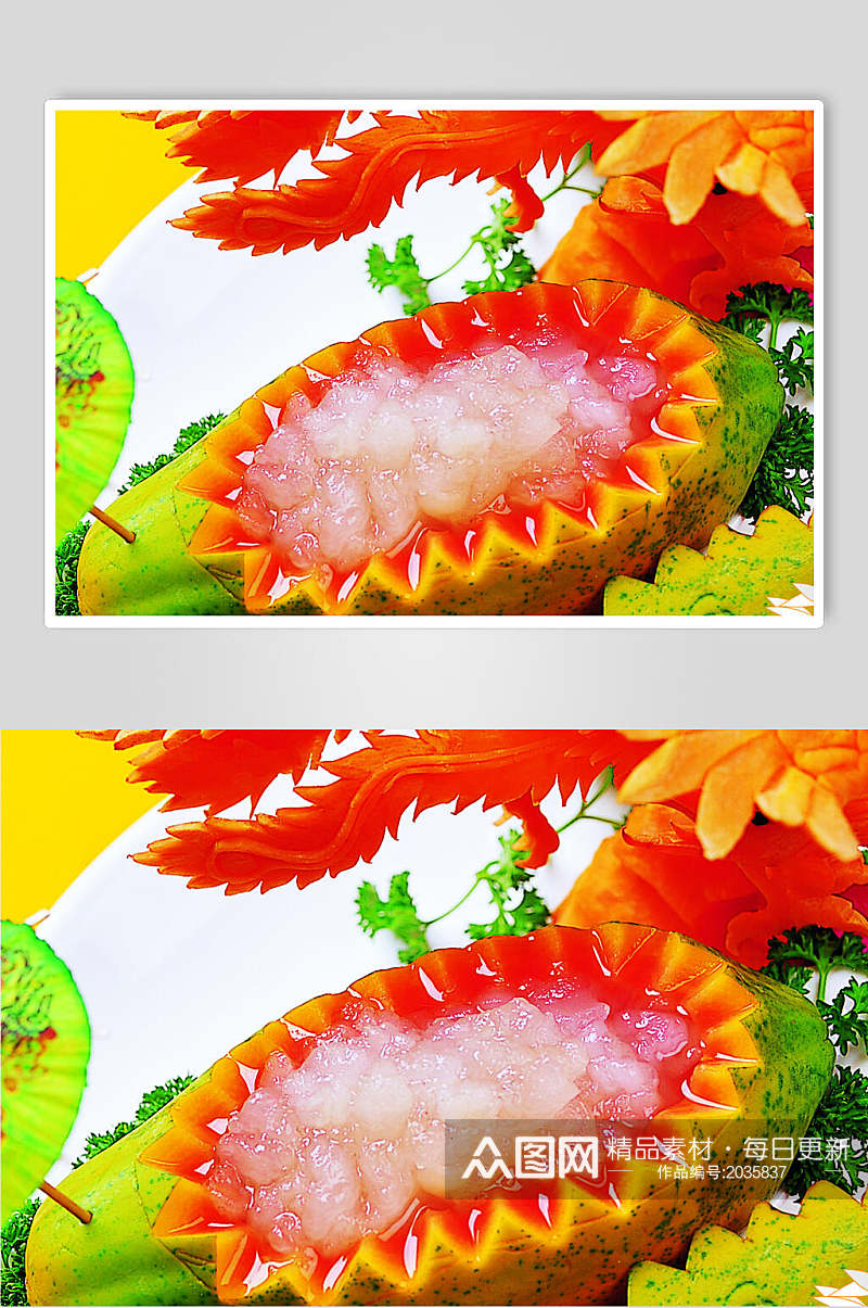 原只木瓜炖雪蛤美食食品图片素材
