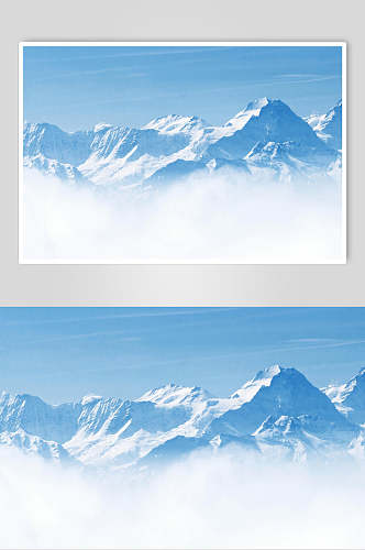 蓝白雪景山峰图片
