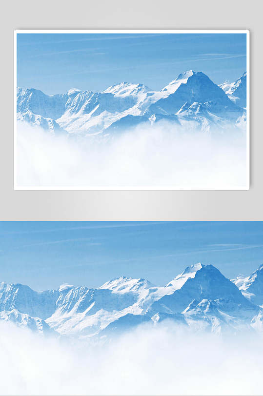 蓝白雪景山峰图片