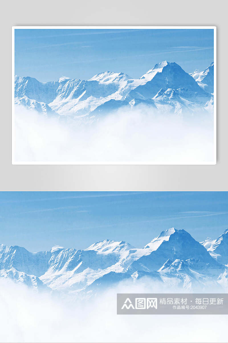 蓝白雪景山峰图片素材